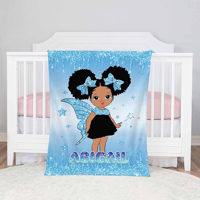 D-Story Personalized Gifts for Boys Girls Customized Blanket with Name Custom Blanket Personalized Flannel Throw Blankets African Style Blanket for Adult Kid Baby Birthday