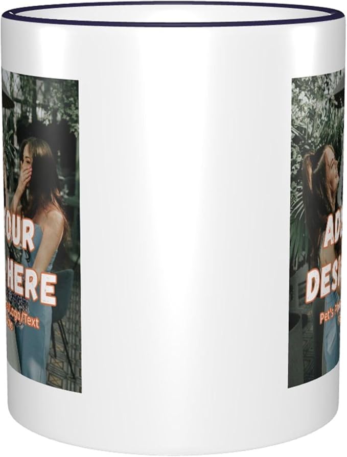 Custom Mugs and Coffee Cups Partial or Full Size Printed Creative Designs Customizable with Your Photos Images Text (Partial, Navy)