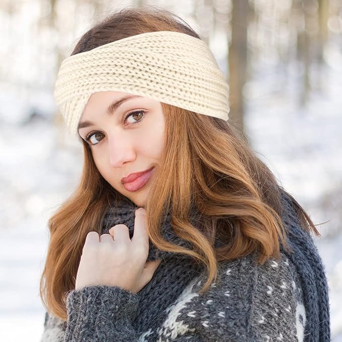 DRESHOW Winter Knit Chunky Headbands for Women Crochet Turban Knitted Ear Warmer Fashion Head Wrap 6 Pack