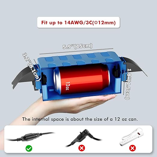 Flemoon IP55 Small Outdoor Electrical Box Waterproof (Inner 5.9 x 3.2 x 1.8inch), Extension Cord Cover with Detachable Awning Covers for Plug, Outlet, Holiday Lights, Blue