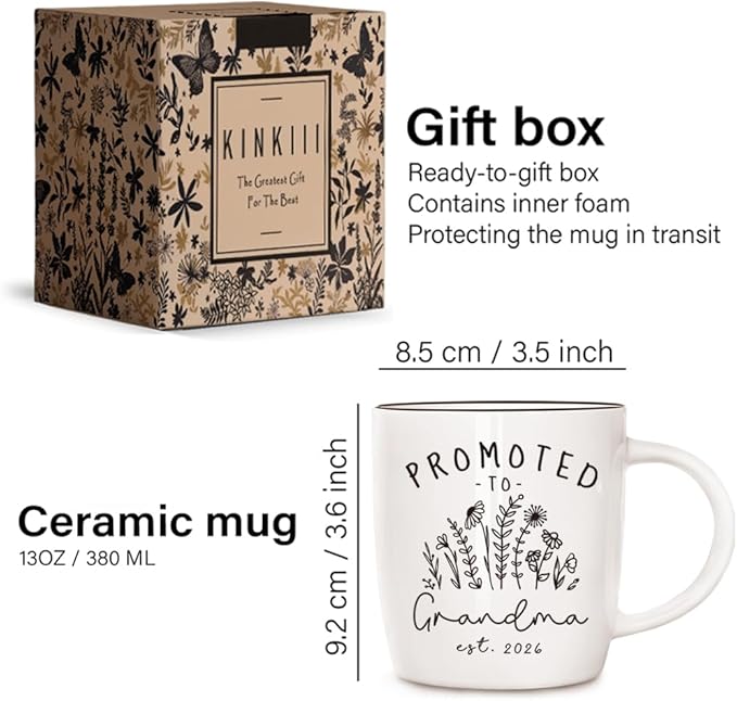 Promoted to Grandparents 2026 Coffee Mugs Set，Est 2026 Mug Set Pregnancy Announcement for Grandma Grandpa, New Grandparent Reveal Ceramic Cups, Expecting Baby Reveal Gift for Parents to Be，13oz