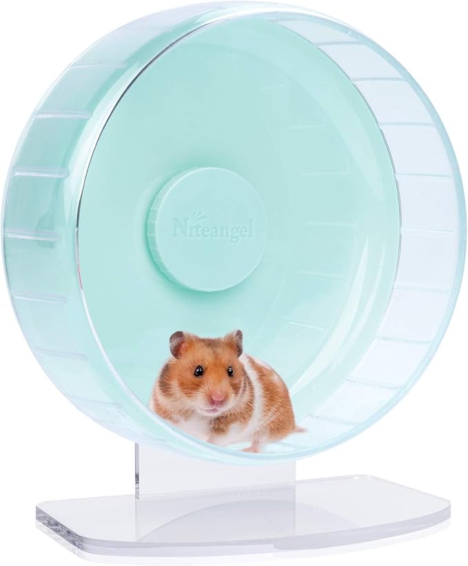 Niteangel Super-Silent Hamster Exercise Wheels: Quiet 10 inch Running Wheel | Can 10.6-13.4" Adjustable Height - No Bend Back Spinner Running for Dwarf Syrian Hamster Gerbils Mice Or Other Small Animal