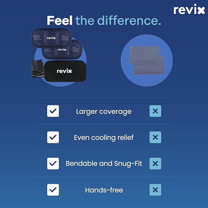REVIX Soft Ice Packs for Injuries 14" x 7" – 2-Pack Flexible Cold Compress with Strap for Back, Shoulder, Hip, Leg, Reusable Large Cold Packs for Enhancing Comfort and Soothing Fatigue