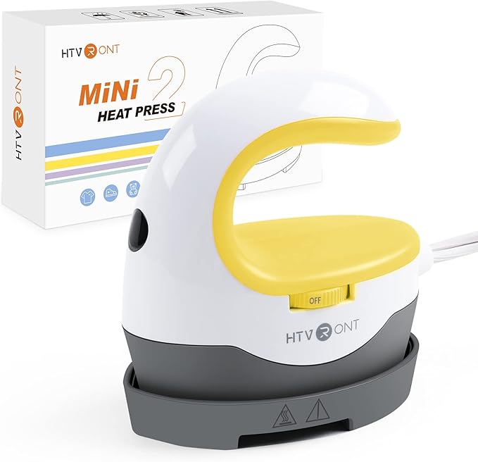 HTVRONT Heat Press Mini Heat Press Machine, Small Heat Press Portable Iron Press Machine for T Shirts, Hats, Heating Transfer Projects (Yellow)