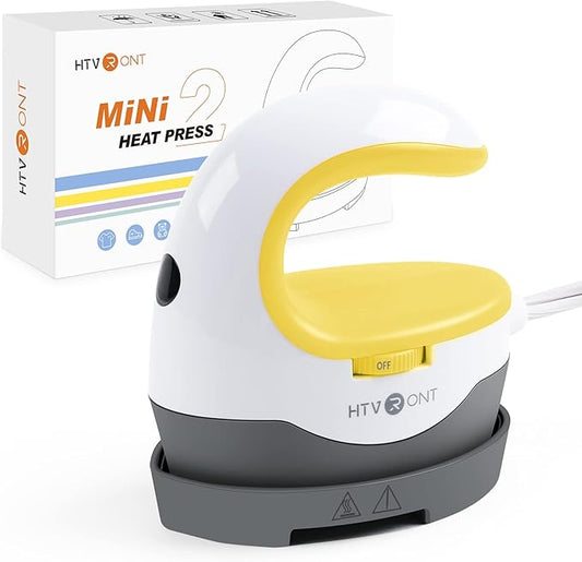 HTVRONT Heat Press Mini Heat Press Machine, Small Heat Press Portable Iron Press Machine for T Shirts, Hats, Heating Transfer Projects (Yellow)