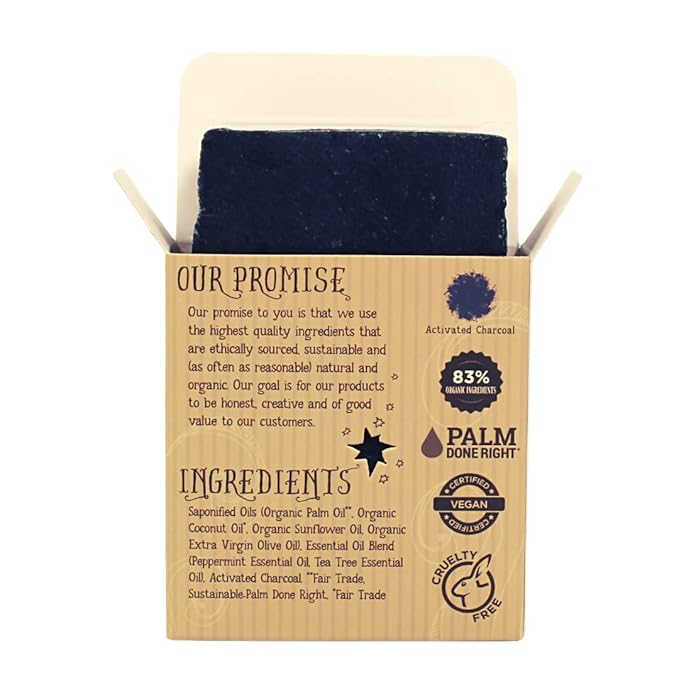 Organic Peppermint Tea Tree Activated Charcoal Bar Soap - Gentle Cleansing for Sensitive Skin, Herbal and Mint - 3 Pack - Experience Healthy and Glowing Skin