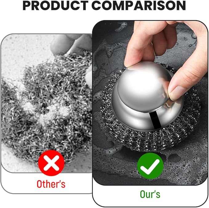 2026 New Steel Wool Scrubber, Stainless Steel Dish Scrubber with Handle for Cleaning Dishes, Iron Pots, Stoves, Wash Sink (2 pcs)