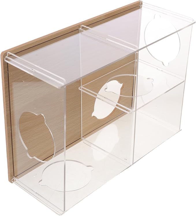 Hamster Hideout Box with 3-Chamber Acrylic Design for Small Pets Like Chinchillas and Gerbils, Multi-Chamber Resting House with Easy Maintenance and Exploration Tunnel, 11x8x4 Inch