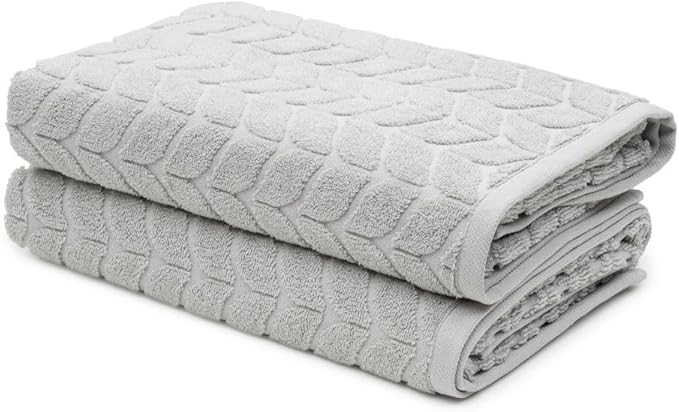 Turkish Cotton Ultra-Soft Plush Absorbent Quick Dry Bathroom Towel Set, Made in Turkey (LightGrey, 2 pcs Bath Towel Set)
