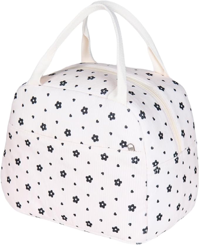 Lunch Bag for Women Men Girl,Large Cute Corduroy Lunch Tote Bags - Reusable Insulated Lunch Box for women with Handle, Leakproof WaterProof Design for Office, School, Work,Picnic.