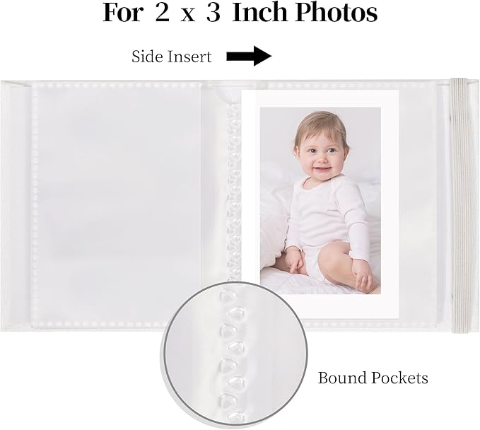 Vienrose Polaroid Photo Album Binding Cloth Photo Book for Instax Fuji 2 x3 Inch Photo Fits Fujifilm Mini 12 11 9 Snap PIC-300 52 Pockets 2 Pack, White