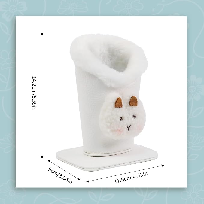 Plush Lined Eyeglasses Holder, Cute Magnetic PU Leather Glasses Stand Case for Women Men Kids