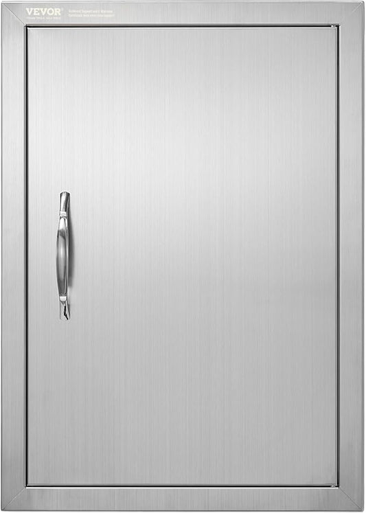 VEVOR BBQ Access Door, 18W x 24H Inch Single Outdoor Kitchen, Stainless Steel Flush Mount, Wall Vertical With Handle, for BBQ Island, Grilling Station, Outside Cabinet