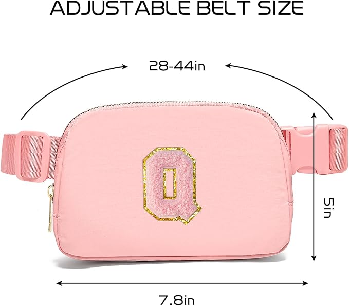 Gitus Customizable Gifts for Girls Age 6-8 8-10 Belt Bag Fanny Pack with Initial for Girls Birthday Gifts for Teenager Girls Teen Girl Gifts Trendy Stuff （Light Pink-Q）