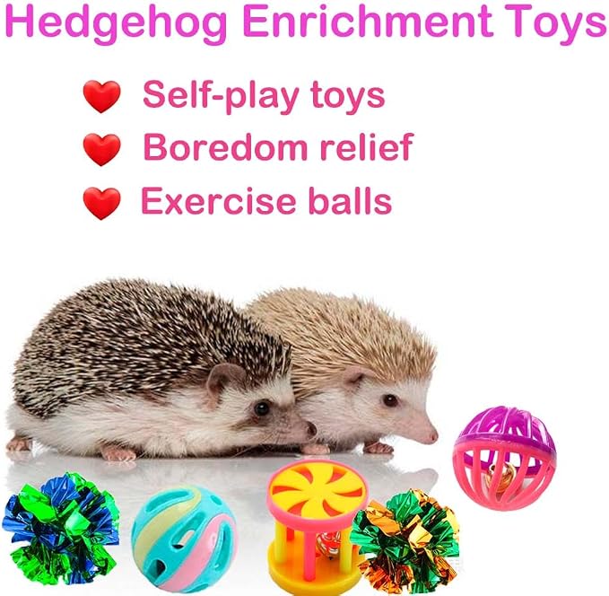 Cute Hedgehog Enrichment Toys Hedgehog Supplies Cage Accessories Small Animal Toys Ball Bell Pet Interactive Toy Stuffed Toys Exercise Ball for Hamster Lizard Turtle Tortoise Rats (Color 1)