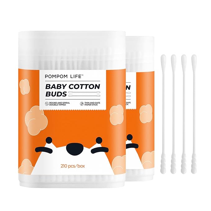 Baby Cotton Swabs 420 Count, Cotton Swabs For Personal Hygiene, Baby Safe Tips For Ear and Nose Clean With Biodegradable & Organic Cotton Buds, Double Tipped Safety Sticks, 100% Eco-Friendly