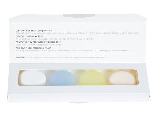 CDH7DAYS EWG VERIFIED VEGAN BAR SOAP/HANDMADE (MADE IN KOREA) Natural Body Soap Bar, Plant-Based, Handmade Soap Mini Gift Set 4 SET (.88oz X4)