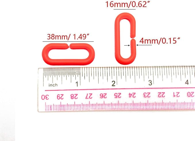 200Pcs Red C-Clips Plastic Chain Links for Birds & Small Pets | Non-Toxic Safe & Durable. Chew-Resistant For Indoor/Outdoor. C-Clip Snaps Together Easily. Plastic Chain Toy For Small Pets