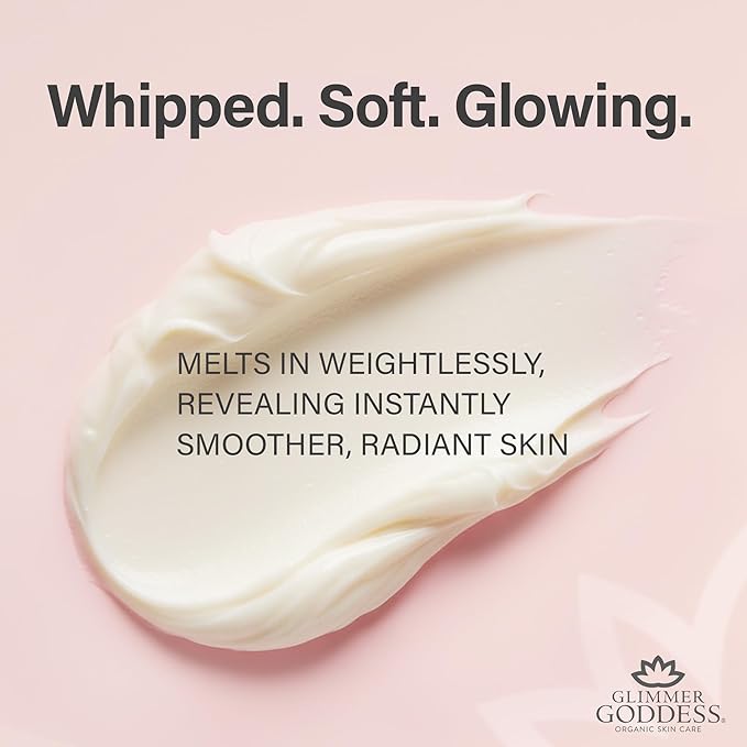 Glimmer Goddess Organic Whipped Body Butter for Women - Moisturizer Cream with Shea & Cocoa Butter, Almonds & Coconut Oil - Cinnamon Apple Spice, 8oz