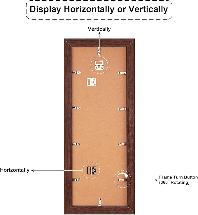 8x24 Picture Frame Display 5 opening 4X6 Picture Frame Collage,Multi Photo Frame with Mat,Plexiglass,Wall or Tabletop Decor,Walnut Wood Grain
