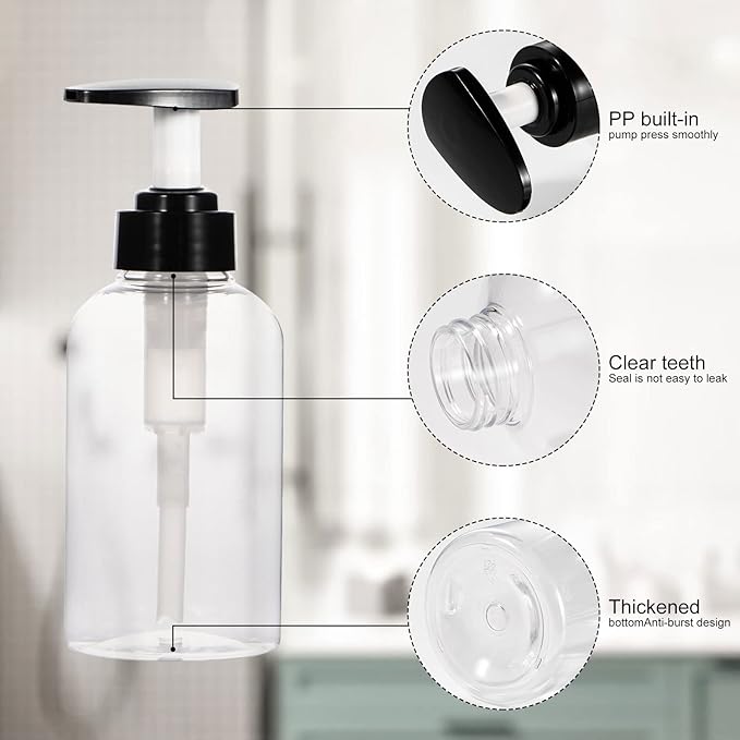 Yebeauty 2 PCS Clear Pump Bottles 10oz 300ML, Empty Plastic Lotion Bottle Pump Dispenser with Pump Refillable for Home and Daily Use