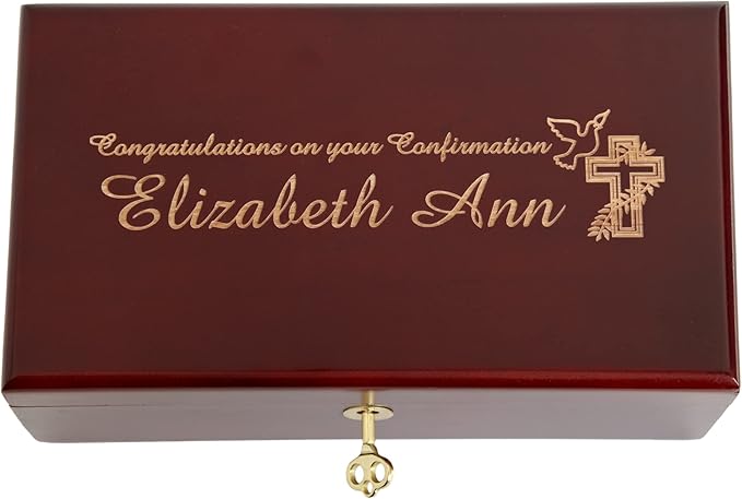 Let's Make Memories Personalized Locking Heirloom Confirmation Keepsake Box – Memento Storage – Celebrate Faith – Engrave with Name
