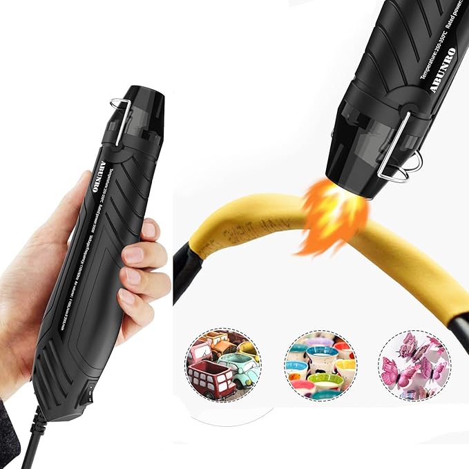 Mini Heat Gun, 2-Temp Settings 482℉ & 662℉（250℃& 350℃), 6.6FT Long Cable Fast Heat Hot Air Gun Tool with Reflector Nozzle, Overload Protection for Crafting, Vinyl Wrap and Shrink Tubing