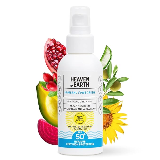 Natural and Vegan SPF 50+ Mineral Sunscreen for Full Body - Water Resistant (80 Minutes), Unscented, Titanium Dioxide FREE - Safe for Newborn and Whole Family - Non-Nano Best Sunscreen,100ml