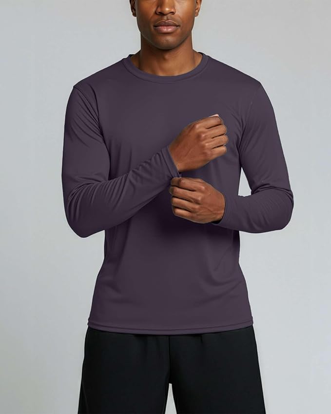Real Essentials 4 Pack: Mens Long Sleeve Dry Fit T Shirts Hiking Fishing Workout Gym Work Sun UPF 50 Wicking Running Tee