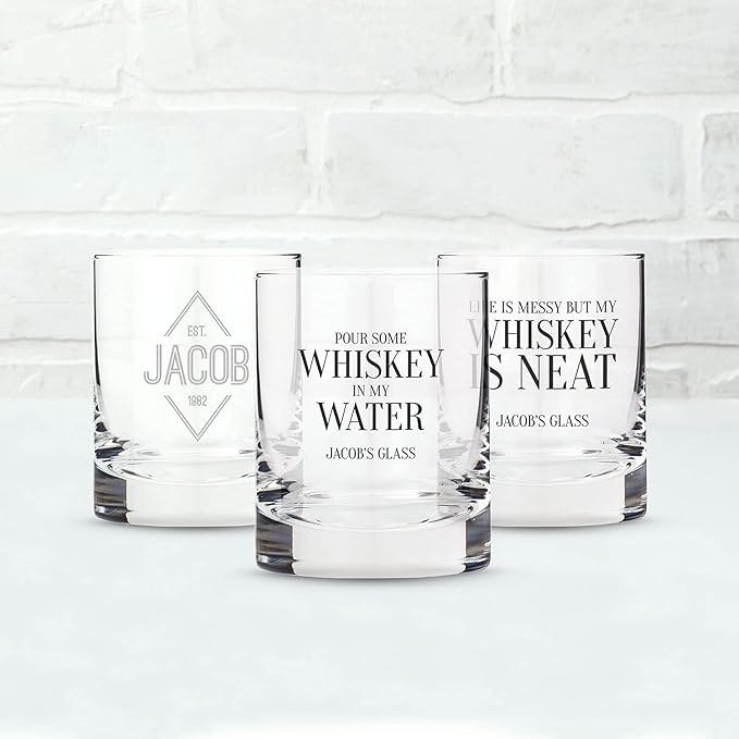 WEDDINGSTAR Personalized Whiskey Glass 11oz - Whiskey in my Water Print