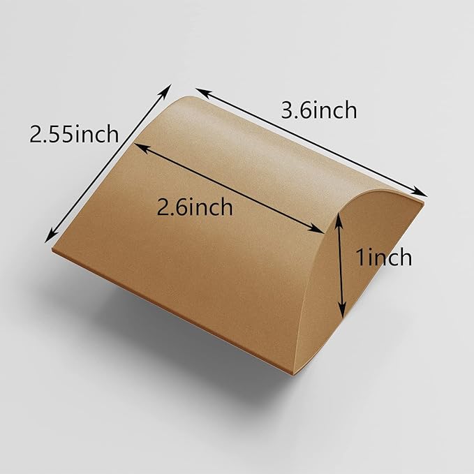 BallHull Kraft Paper Pillow Candy Box, Foldable Gift Box with Jute Rope for Weddings, Parties, Birthdays, Holidays, 60 Pcs