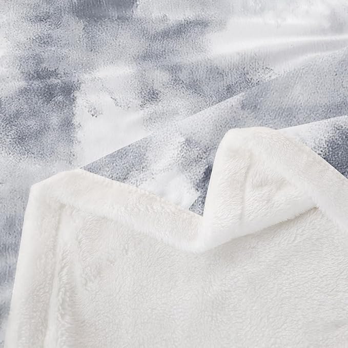Feelyou Gray Fleece Throw Blanket Twin 60"x80" Kids Tie Dye Watercolor Sherpa Blanket Plush Fuzzy for Bed Couch Chair Living Room, Dreamy Girly Bed Blanket Room Decor