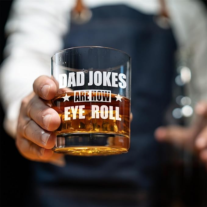 Funny Dad Whisky Glass Birthday Gifts for Dads from Daughters Dad Jokes 11Oz Whisky Glass Christmas Fathers Day Presents for Dads Who Wants Nothing from Sons