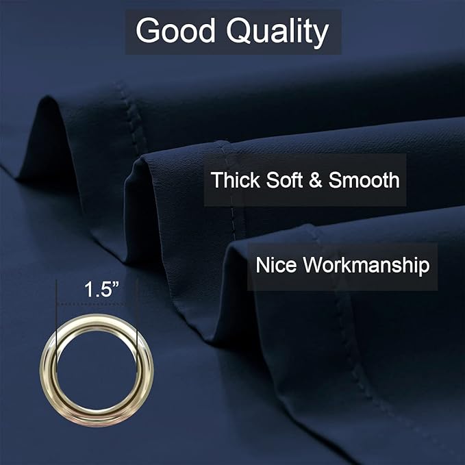 LA PALMA Thermal Insulated Blackout Darkening Grommet Living Room Curtains Window Drapes for Bedroom Pack of 2 Panels