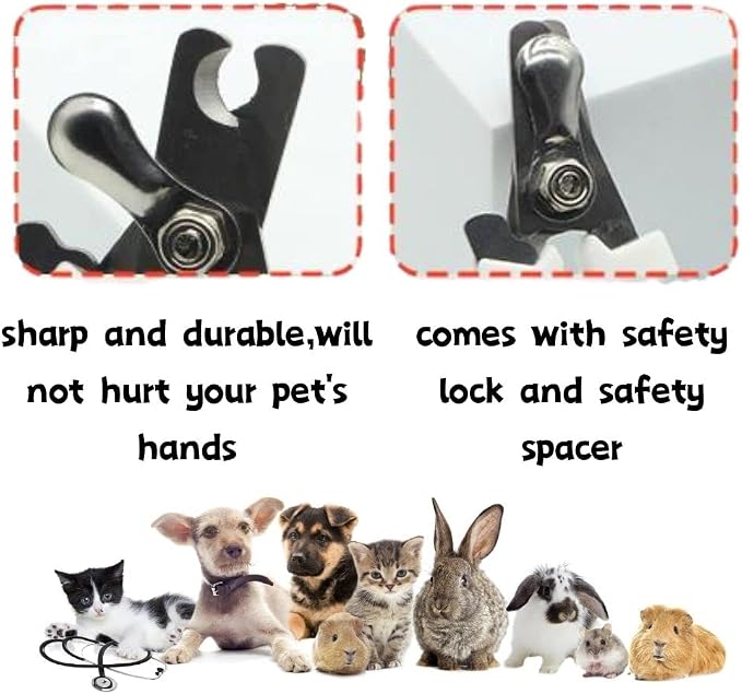 Rabbit Professional Nail Clippers Grooming Kit with Pet Shedding Slicker Brush, Pet Grooming Comb, Nail Clipper Trimmer for Rabbit, Puppy, Kitten, Guinea Pig, Hamster, Ferret (4PCS)