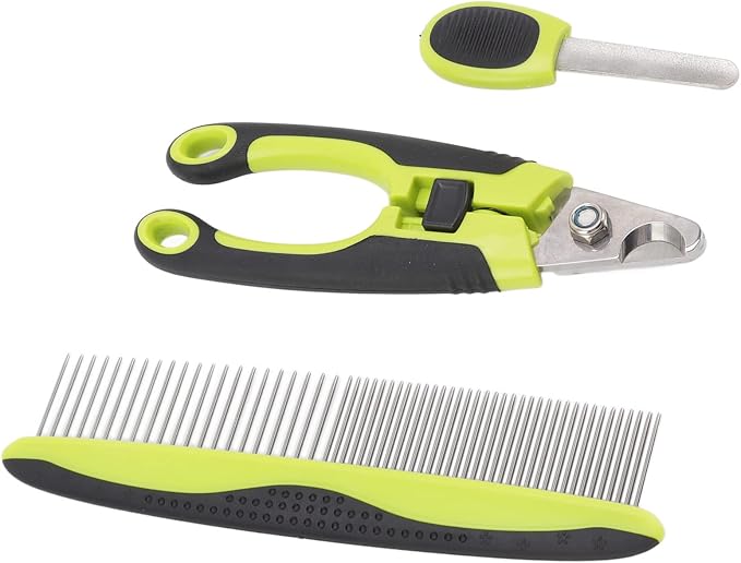 Gavigain Pet Grooming Kit, Stainless Steel Tools, Non Slip Handles, Portable, for Dogs, Cats, Rabbits, Ferrets, Birds, Home Grooming Supplies