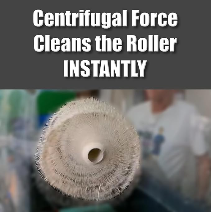PowerSpin Pro™ 30 Second Paint Roller Cleaner & Spinner - Drill Powered Centrifugal Washer for Fast Cleanup & Reuse - Fits 1/4" to 1/2" Drills - Professional Painting Tool