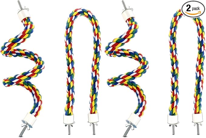 23.6 Inches Colorful Rope Perch for Bird Bungee Climbing Swing Parrot (Pack of 2)