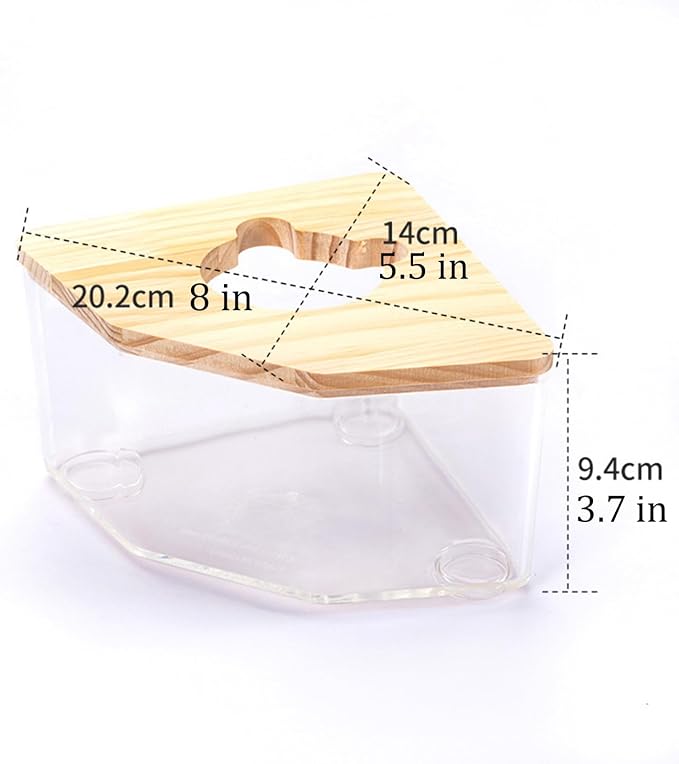 Large Hamster Sand Bath, Hamster Dust Bath House, Hamster Digging Box, with Wood Cover, Hamster Litter Box Multiple Colors, Sand Bath Container for Small Pets Clear
