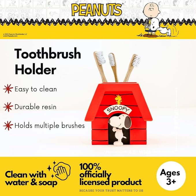 Peanuts Snoopy Toothbrush Holder - Makeup Brushes/Pens Tumbler, (Officially Licensed Product) by Franco