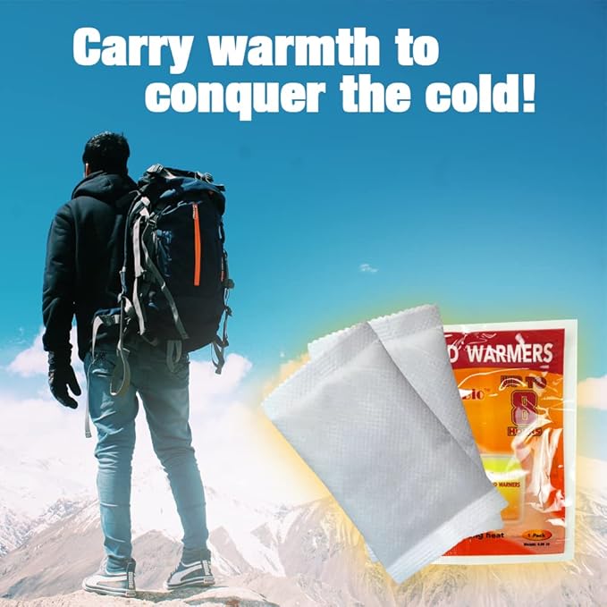 Hand Warmer Heating Pads, Air Activated Hand Warmers Long Lasting Safe Natural Odorless Heat Pack - Up to 8 Hours of Heat - 10 Packs