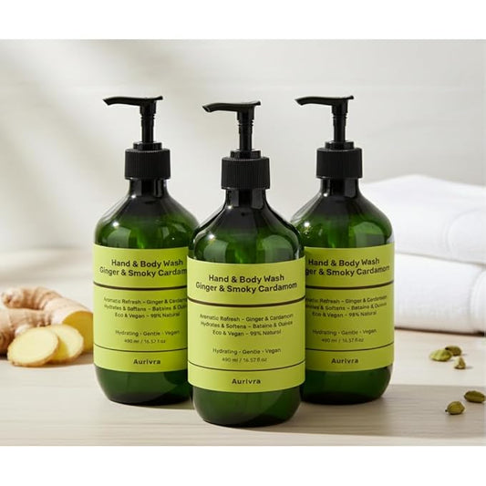 Hydrating Ginger & Smoky Cardamom Hand and Body Wash, 98% Natural, Vegan, Gentle Moisturizing Cleanser for All Skin Types, Paraben & Gluten-Free, Eco-Certified (3)