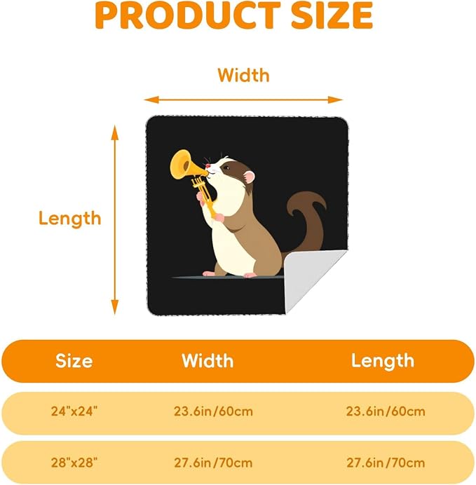 Ferret Blowing A Trumpet Self-Adhesive Immobilizer,Soft Happy, Tress-Free Wrap for Cutting Nails, Machine-Washable