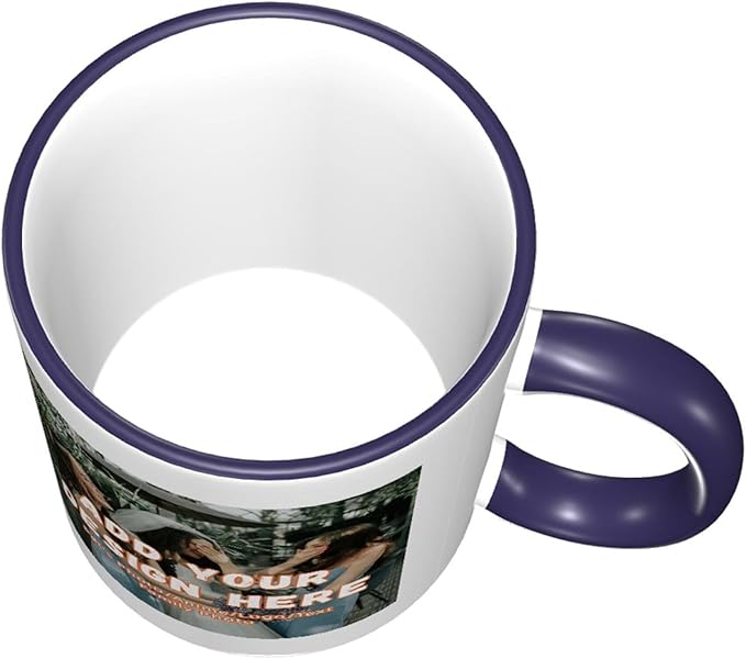 Custom Mugs and Coffee Cups Partial or Full Size Printed Creative Designs Customizable with Your Photos Images Text (Partial, Navy)