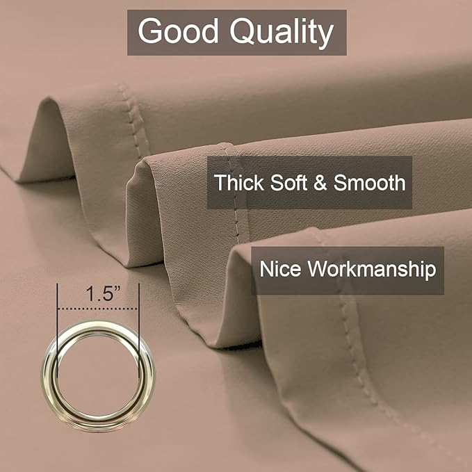 LA PALMA Thermal Insulated Blackout Darkening Grommet Living Room Curtains Window Drapes for Bedroom Pack of 2 Panels