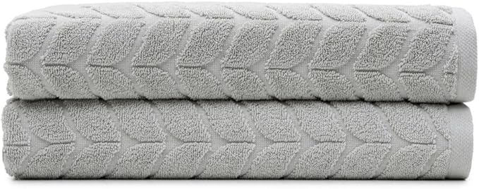 Turkish Cotton Ultra-Soft Plush Absorbent Quick Dry Bathroom Towel Set, Made in Turkey (LightGrey, 2 pcs Bath Towel Set)