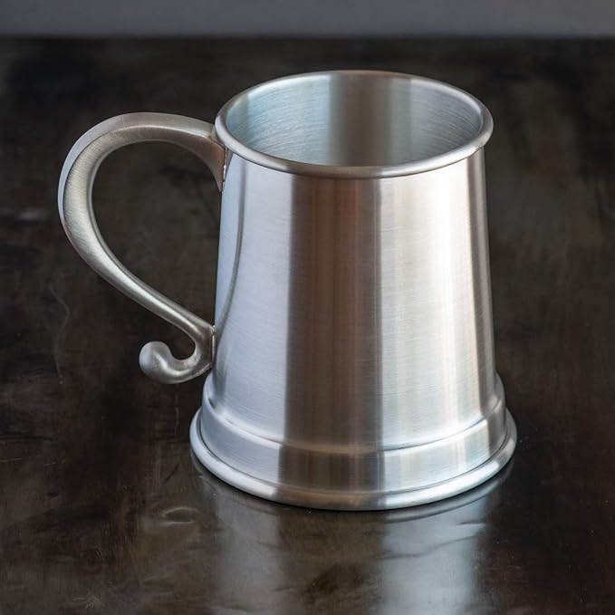 DANFORTH – Pint Mug – Handcrafted Pewter - Old Fashioned Beer Stein – 4” Base x 4 ¼” High, Made In USA