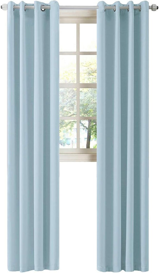 LA PALMA Thermal Insulated Blackout Darkening Grommet Living Room Curtains Window Drapes for Bedroom Pack of 2 Panels