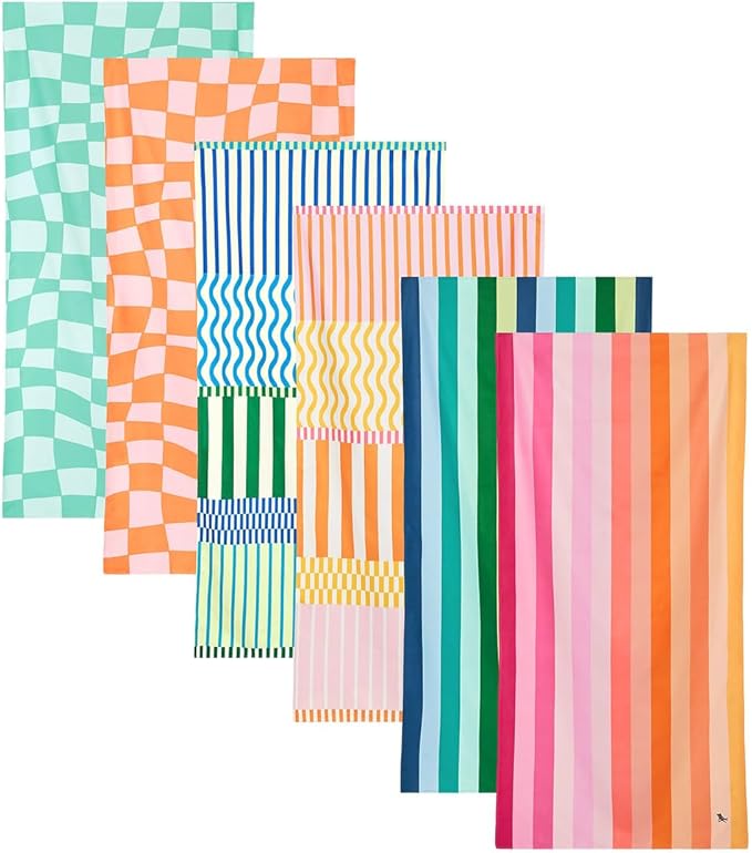 Dock & Bay Beach Towel - Quick Dry, Sand Free - Compact, Lightweight - 100% Recycled - Includes Bag - Summer Sugar - Set of 6 - Large (160x90cm, 63x35)