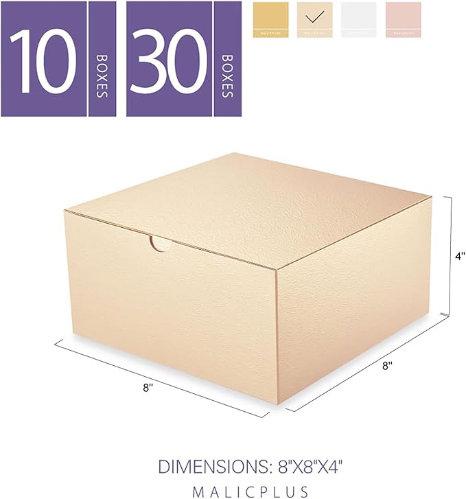10 Gift Boxes 8x8x4 Inches Gift Boxes with Lids Boxes for Gifts Bridesmaid Proposal Boxes, Rose Gold Gift Boxes Bulk for Light Weight Gifts, Crafting